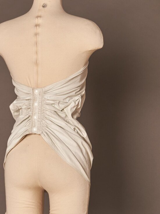 1980s White Leather Waspie Ruched Glam Rock Belt main image 9